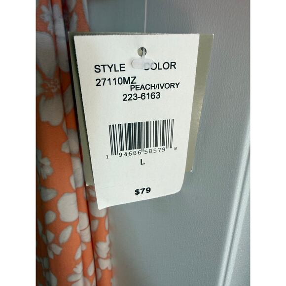 NWT Danny and Nicole Peach Ivory Floral Midi Dress w/ Jacket Women's Size Large - Picture 4 of 6